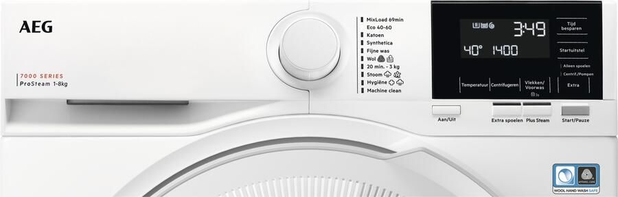 AEG LR73842 EcoLine 7000 Serie Prosteam Wasmachine 8 KG Wit - Foto 6