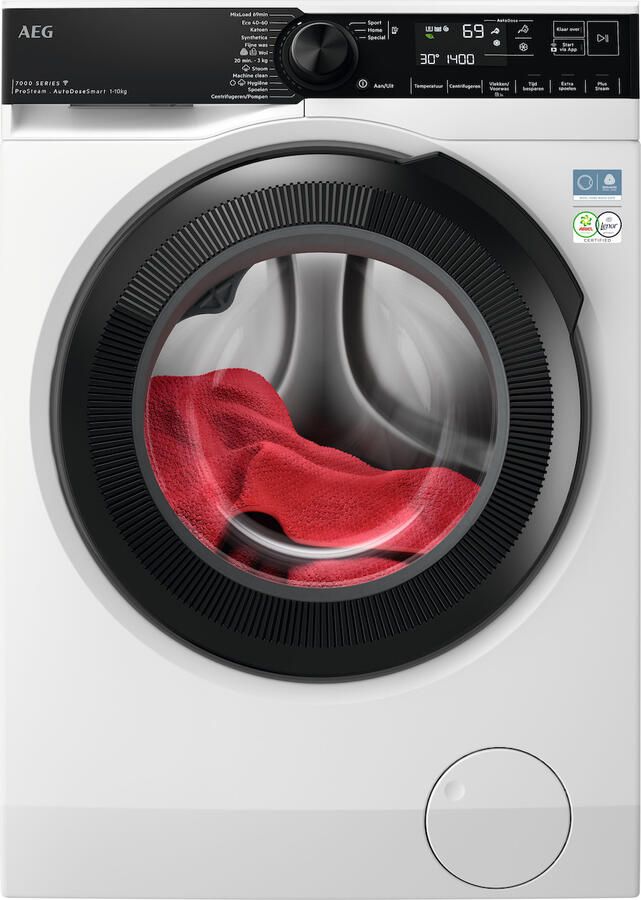 AEG Serie 8000 serie ProSteam Wasmachine Voorlader 10 kg 1600 toeren Wit Zwart