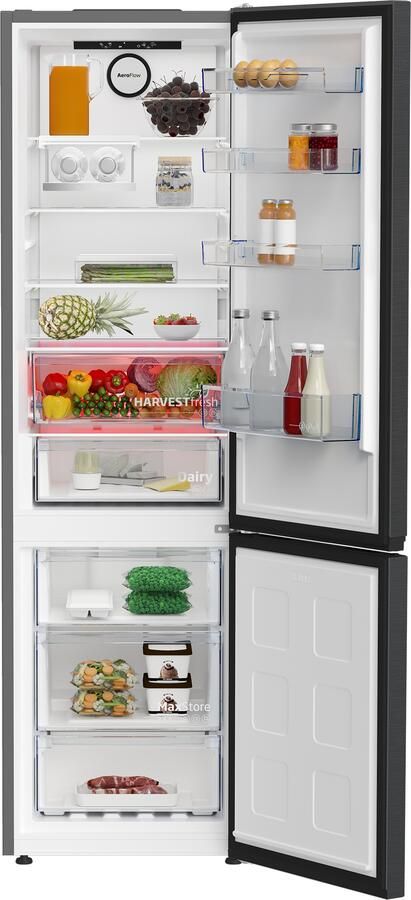 Beko B7RCNE408HXBR koel-vriescombinatie Vrijstaand 355 l A Zwart Roestvrijstaal
