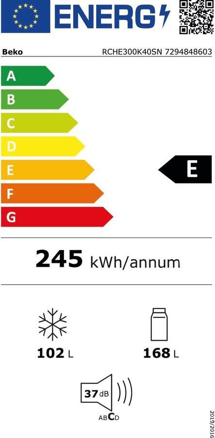 Beko RCHE300K40SN Selective Line Koel-vriescombinatie Zilver