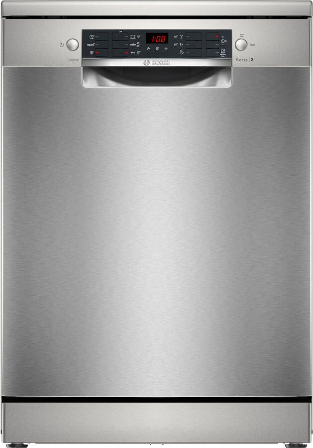 Bosch SMS26AI01F Serie 2 Vaatwasser Vrijstaande vaatwasser 60 cm Geborsteld staal -Extra Droog: optie voor extra grondige droogresultaten