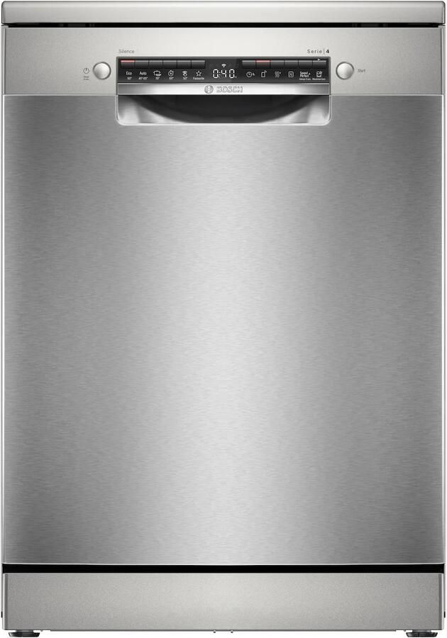 Bosch SMS4HVI14E Serie 4 Vaatwasser Vrijstaande vaatwasser 60 cm Geborsteld staal Energielabel C Extra Droog: optie voor extra grondige droogresultaten