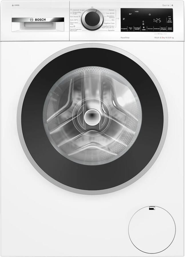 Bosch Serie 6 WNG254A7NL Was-droogcombinatie Wassen en drogen in 1 keer Extra stil 10.5 6 kg 1400 rpm Automatisch doseren Met stoom