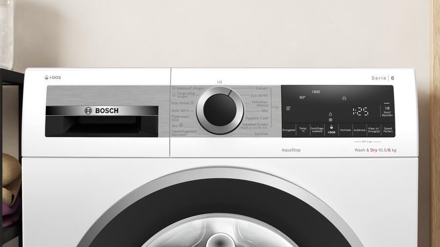 Bosch Serie 6 WNG254A7NL Was-droogcombinatie Wassen en drogen in 1 keer Extra stil 10.5 6 kg 1400 rpm Automatisch doseren Met stoom
