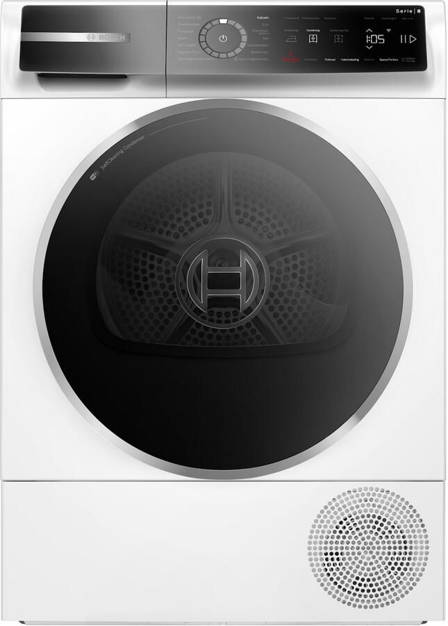 Bosch WQB246CPNL Serie 8 Wasdroger Warmtepompdroger Zelfreinigende condensor Blijvend energiezuinig Zeer stil- 9 kg Droogt zoals jij wilt met Auto Dry Wit