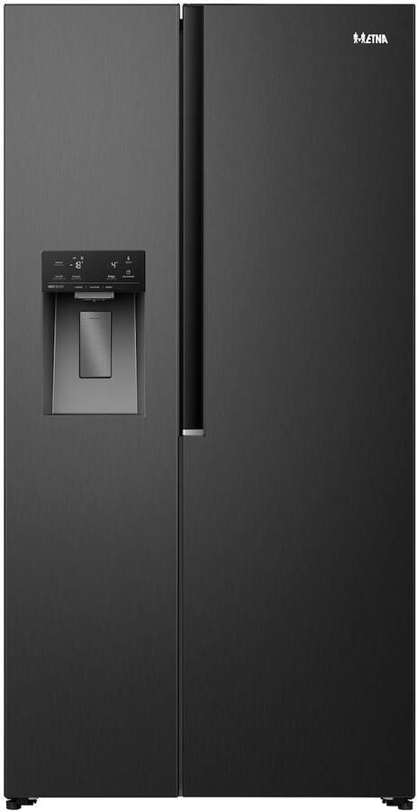 ETNA AKV6178IZWA Amerikaanse koelkast No-Frost 178 cm hoog 528 liter Energielabel C Invriesvermogen 10 kg 24u Geluidsniveau 37 dB LED Display IJs- en waterdispenser SuperCool FastFreeze Deuralarm Multi Airflow – EnergySaving