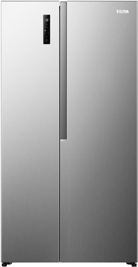 ETNA AKV6178RVS Amerikaanse koelkast No-Frost 178 cm hoog 544 liter Energielabel C Invriesvermogen 12 kg 24u Geluidsniveau 37 dB LED Display SuperCool FastFreeze Deuralarm Interter Compressor Multi Airflow Energy Saving