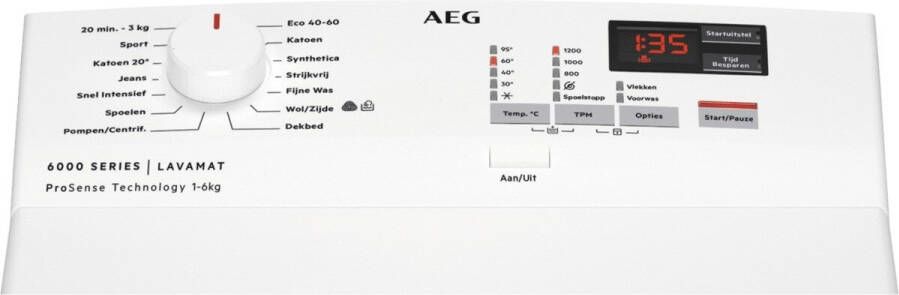 AEG L6TBN62K Wasmachine bovenlader Wit
