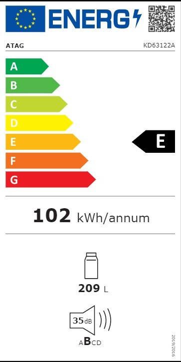 Atag KD63122A Inbouw koelkast zonder vriesvak Wit
