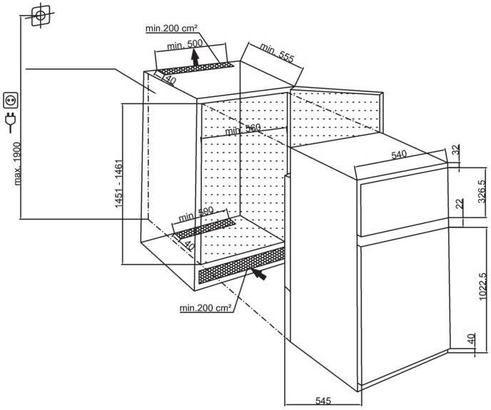 Beko BDSA250K3SN Inbouw koelkast met vriesvak Wit