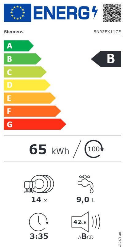 Siemens SN95EX11CE iQ500 volledig geïntegreerde vaatwasser 14 couverts Inductie L60cm 42dB Klasse B Staal RVS - Foto 2