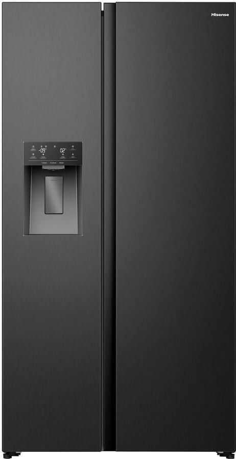 Hisense RS5P528STFE Amerikaanse koelkast – Zwart No-Frost 178 cm hoog 528 liter Energielabel E Invriesvermogen 10 kg 24u Geluidsniveau 40 dB(A) IJs- en waterdispenser LED Display FastFreeze Deuralarm Interverter Compressor