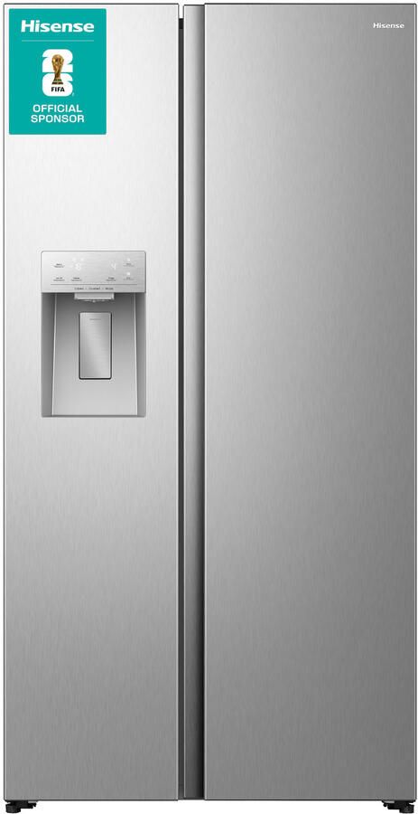 Hisense RS5P528STIE Amerikaanse koelkast RVS No-Frost 178 cm hoog 528 liter Energielabel E Invriesvermogen 10 kg 24u Geluidsniveau 40 dB(A) IJs- en waterdispenser LED Display FastFreeze Deuralarm Interverter Compressor