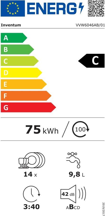 Inventum VVW6046AB energiezuinige vaatwasser 14 couverts Besteklade-Bestekmand Stil: 42 dB 7 programma s Deur opent automatisch Startuitstel Energielabel C Vrijstaand Zwart - Foto 4