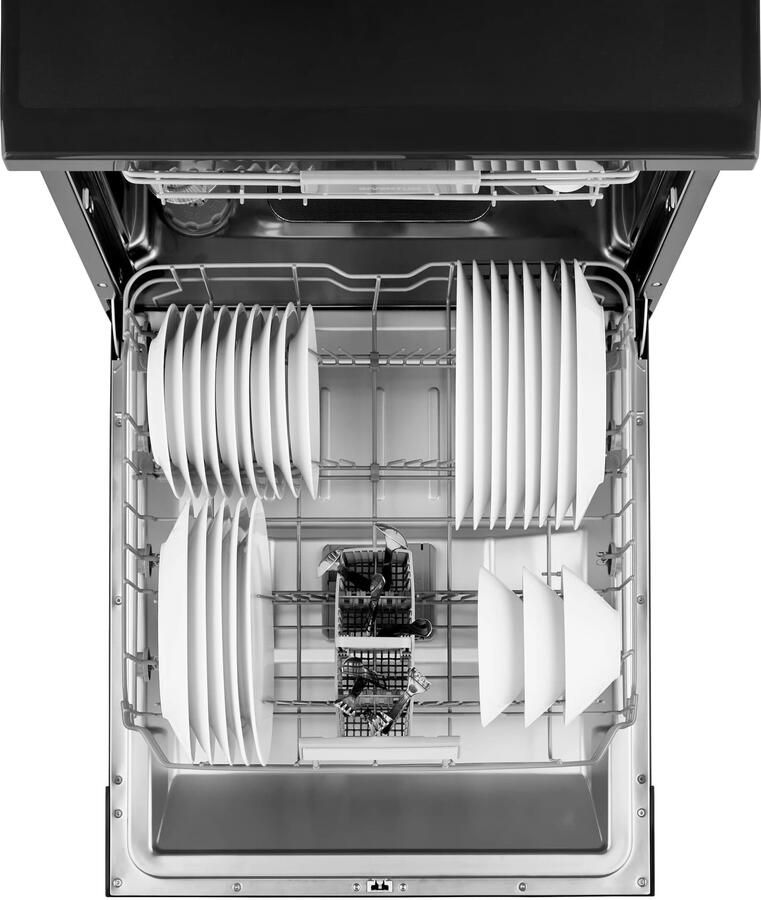 Inventum VVW6046AB energiezuinige vaatwasser 14 couverts Besteklade-Bestekmand Stil: 42 dB 7 programma s Deur opent automatisch Startuitstel Energielabel C Vrijstaand Zwart
