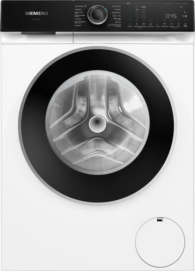 Siemens WG56H205NL iQ500 Wasmachine 10 kg 1600 rpm 20% zuiniger dan energielabel A smartFinish: vermindert kreukels tot 50% speedPack L: verkort wasprogramma's met varioSpeed Home Connect