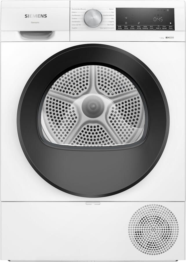 Siemens WQ33A200NL iQ300 Warmtepompdroger 8 kg autoDry: droogt je was zacht en tot het gekozen droogniveau Stil easyClean Condensor Led verlichting Wit
