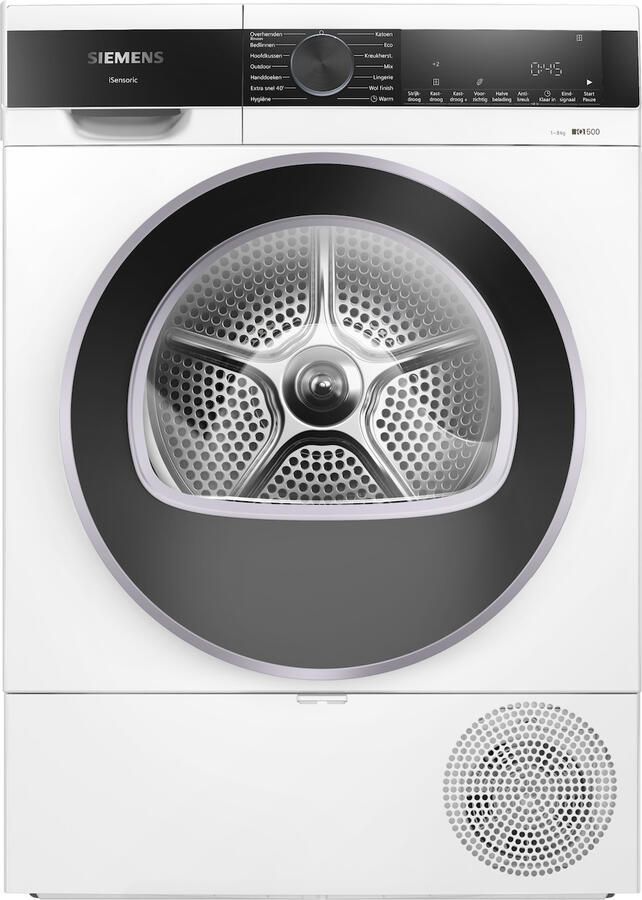 Siemens WQ33G2DCNL iQ500 Wasdroger Warmtepompdroger 9 kg Stil speedPack: Bespaart tijd autoDry: bereikt uitstekende droogresultat