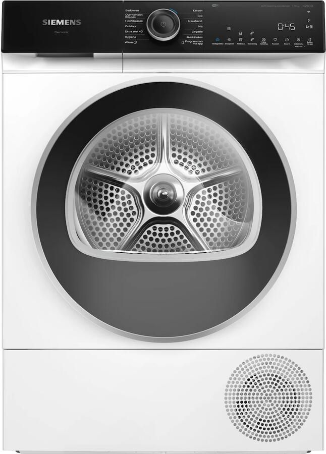 Siemens WQ45H2B7NL iQ500 Wasdroger Warmtepompdroger 9 kg Wit Zelfreinigende condensor Home connect