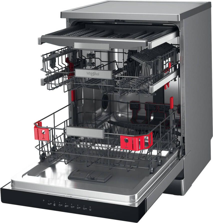 Whirlpool WH6FA14BN7A0X Vrijstaande vaatwasser Grijs