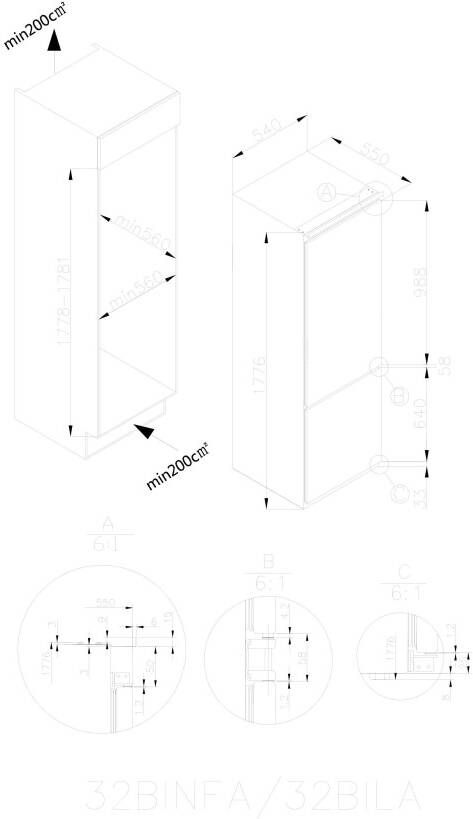 Amica Inbouw koel-vriescombinatie EKGCS 387 900 177 6 cm x 54 cm - Foto 8