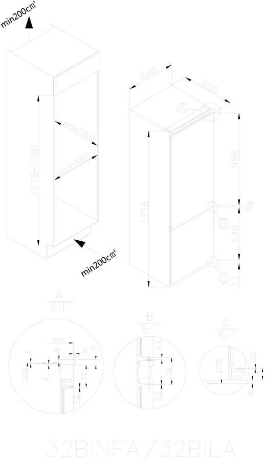 Amica Inbouw koel-vriescombinatie EKGCS 387 950 177 6 cm x 54 cm - Foto 11