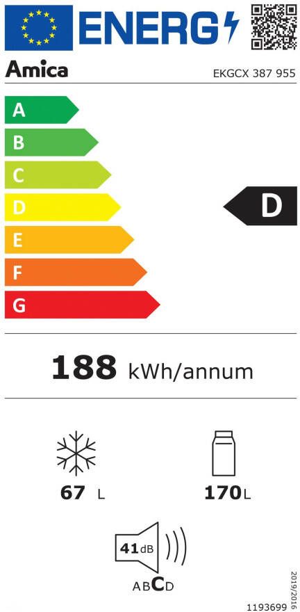 Amica Inbouw koel-vriescombinatie EKGCX 387 955 176 9 cm x 55 6 cm - Foto 4