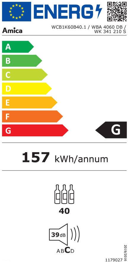 Amica Inbouw wijnkoelkast WK 341 210 S 59 5 cm x 59 cm Ledverlichting - Foto 8