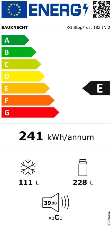 BAUKNECHT Koel-vriescombinatie KG StopFrost 182 IN 2