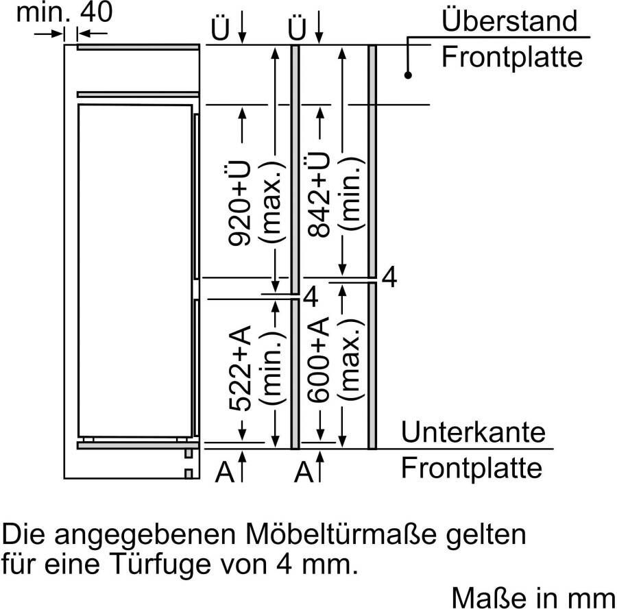 BOSCH Inbouw koel-vriescombinatie KIV67VSF0 144 6 cm x 54 1 cm