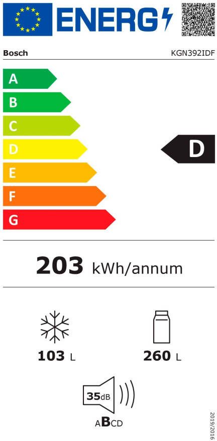 BOSCH Koel-vriescombinatie KGN392IDF
