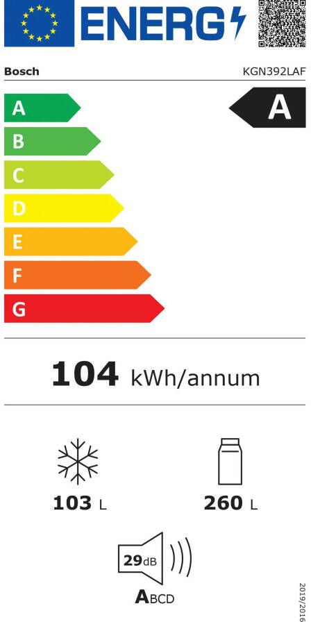 BOSCH Koel-vriescombinatie KGN392LAF