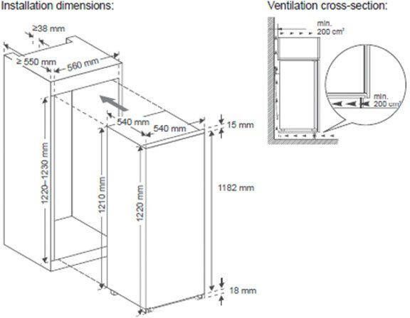 Hanseatic Inbouwkoelkast HEKS12254GE 123 cm x 54 cm