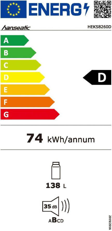 Hanseatic Inbouwkoelkast HEKS8260D 81 8 cm x 59 5 cm