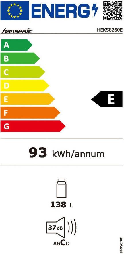 Hanseatic Inbouwkoelkast HEKS8260E 81 8 cm x 59 5 cm