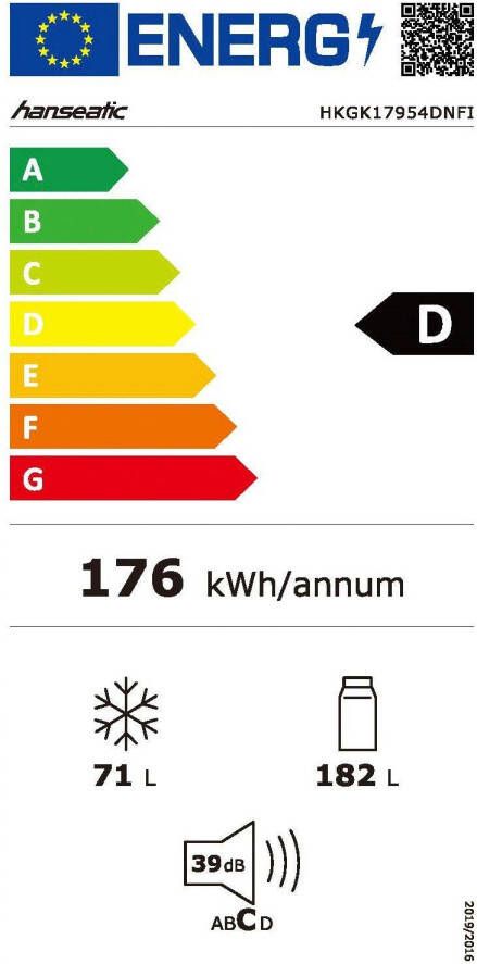 Hanseatic Koel-vriescombinatie HKGK17954DNFI NoFrost