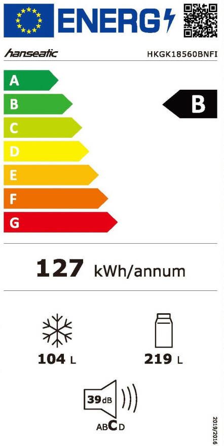 Hanseatic Koel-vriescombinatie HKGK18560BNFBI