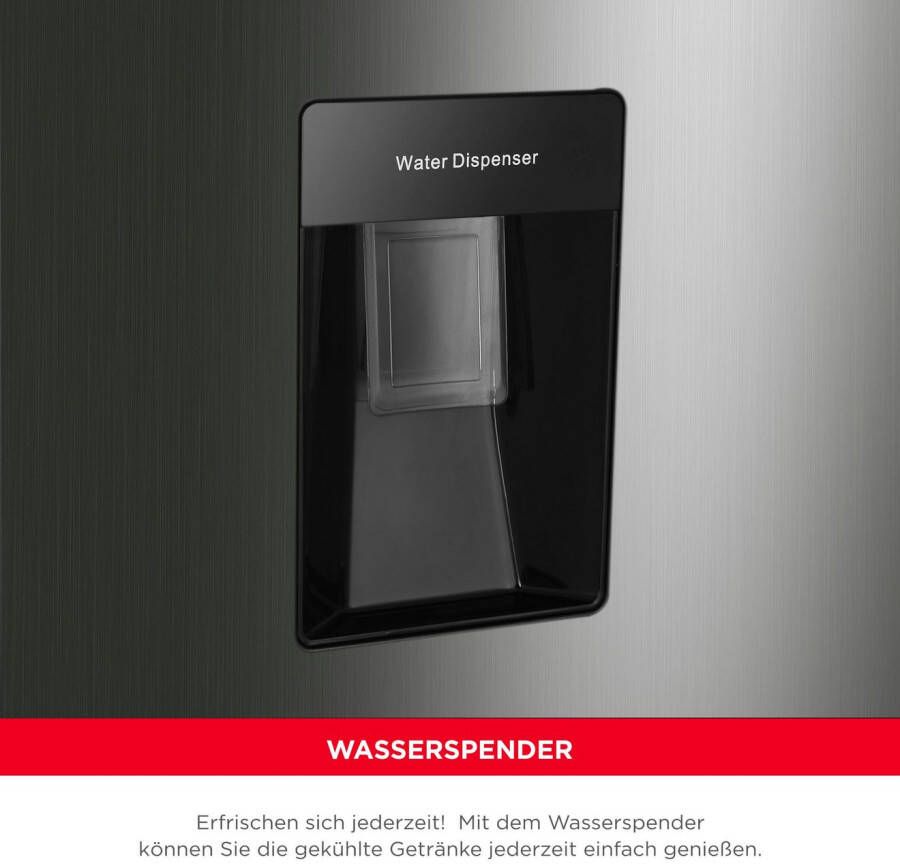 Hanseatic Koel-vriescombinatie HKGK18560CNFWDI NoFrost Waterdispenser (1 stuk)