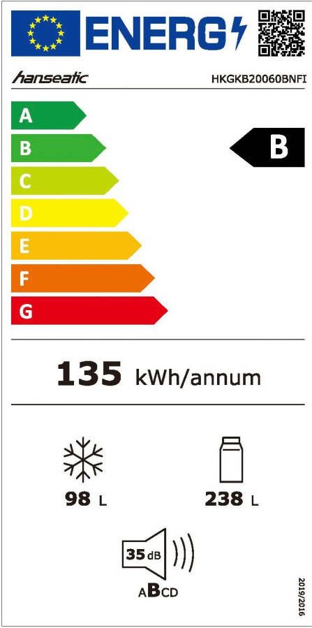 Hanseatic Koel-vriescombinatie HKGKB20060BNFI