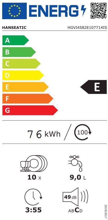 Hanseatic Volledig geïntegreerde vaatwasser HGVI4582E107714IS 81 5 cm x 44 8 cm