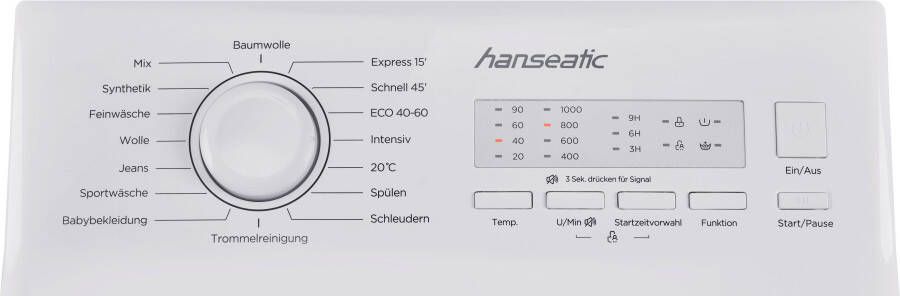Hanseatic Wasmachine toplader HTW610D Automatische instelling hoeveelheid overloopbeveiliging