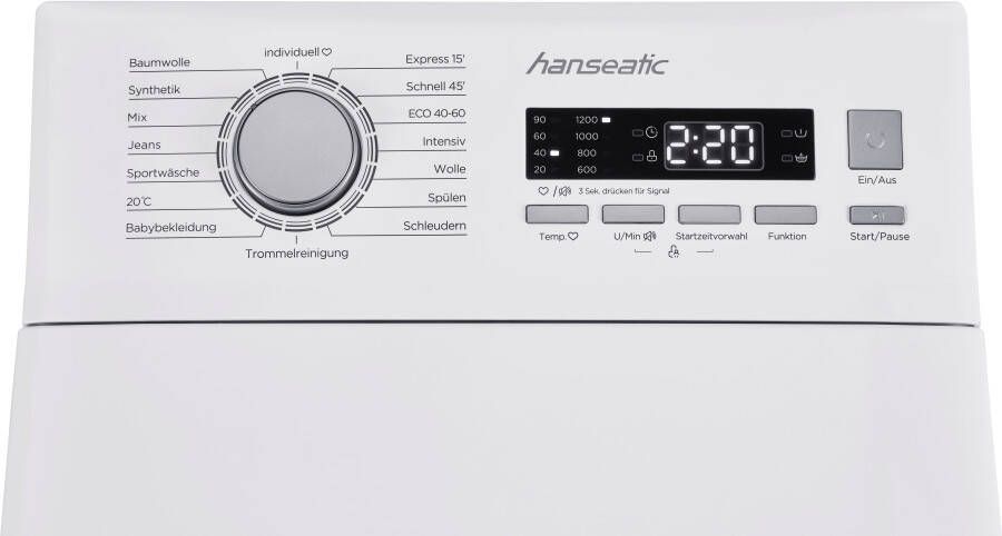 Hanseatic Wasmachine bovenlader HTW612D Automatische instelling hoeveelheid overloopbeveiliging