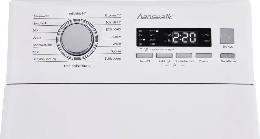 Hanseatic Wasmachine toplader HTW712D Automatische instelling hoeveelheid overloopbeveiliging