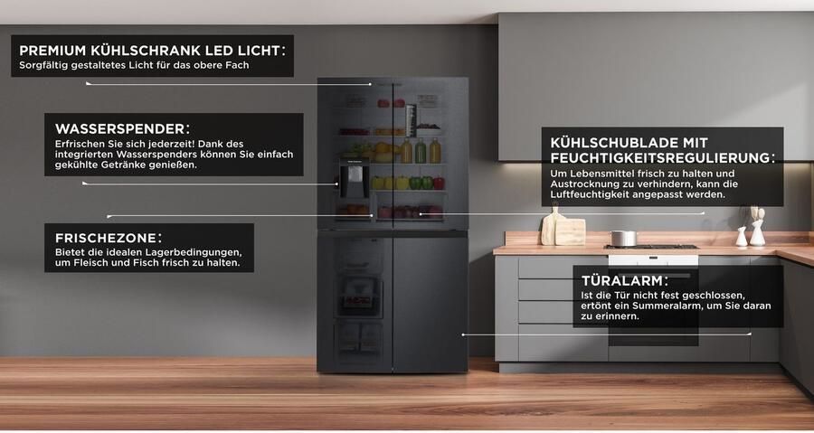 Hanseatic MultiDoor HCDC18080CWDI NoFrost waterdispenser display - Foto 5