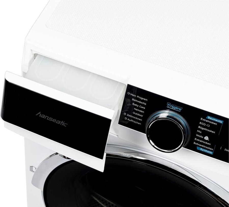 Hanseatic Warmtepompdroger HWTK8A3GT Wol beddengoed outdoor overhemden en babyverzorging