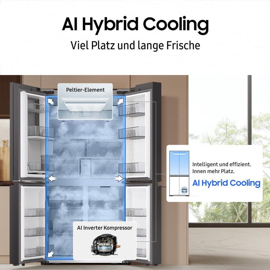 Samsung RM90F67CECEF AI Home koelkast 9-serie (654L) Clean Black Wifi