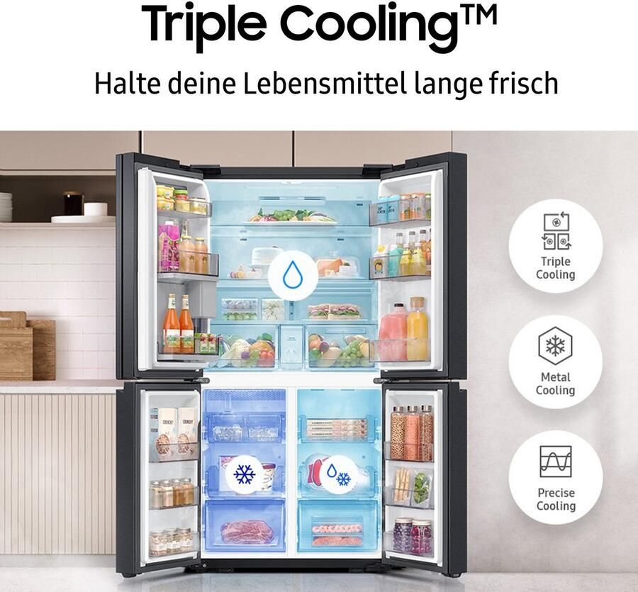 Samsung RF65DG9H0EB1 Amerikaanse koelkast French door Zwart Touch screen LED Op de deur - Foto 9