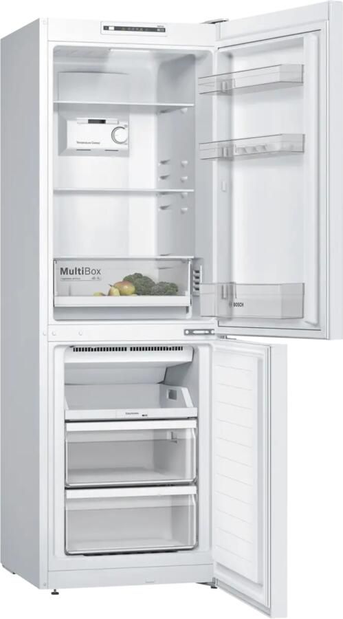 Bosch KGN33NWEB Serie 2 Koelkast Koel-vriescombinatie 176 cm x 60 cm Total No Frost: Nooit meer ontdooien Perfect Fit: zet je koelkast strak tegen de wand of in een nis -Wit