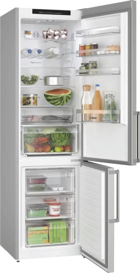 Bosch KGN39VIBT Serie 4 Koel-vriescombinatie Total No Frost; Nooit meer ontdooien- RVS Energielabel B Zeer stil VitaFresh XXL 0°C: houd etenswaren langer vers met extra ruime vershoudlades