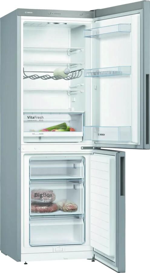 Bosch KGV33VLEA Serie 4 Koelkast Koel-vriescombinatie 176 cm Energielabel E Houd je versen langer vers met VitaFresh lade Stil Led verlichting RVS